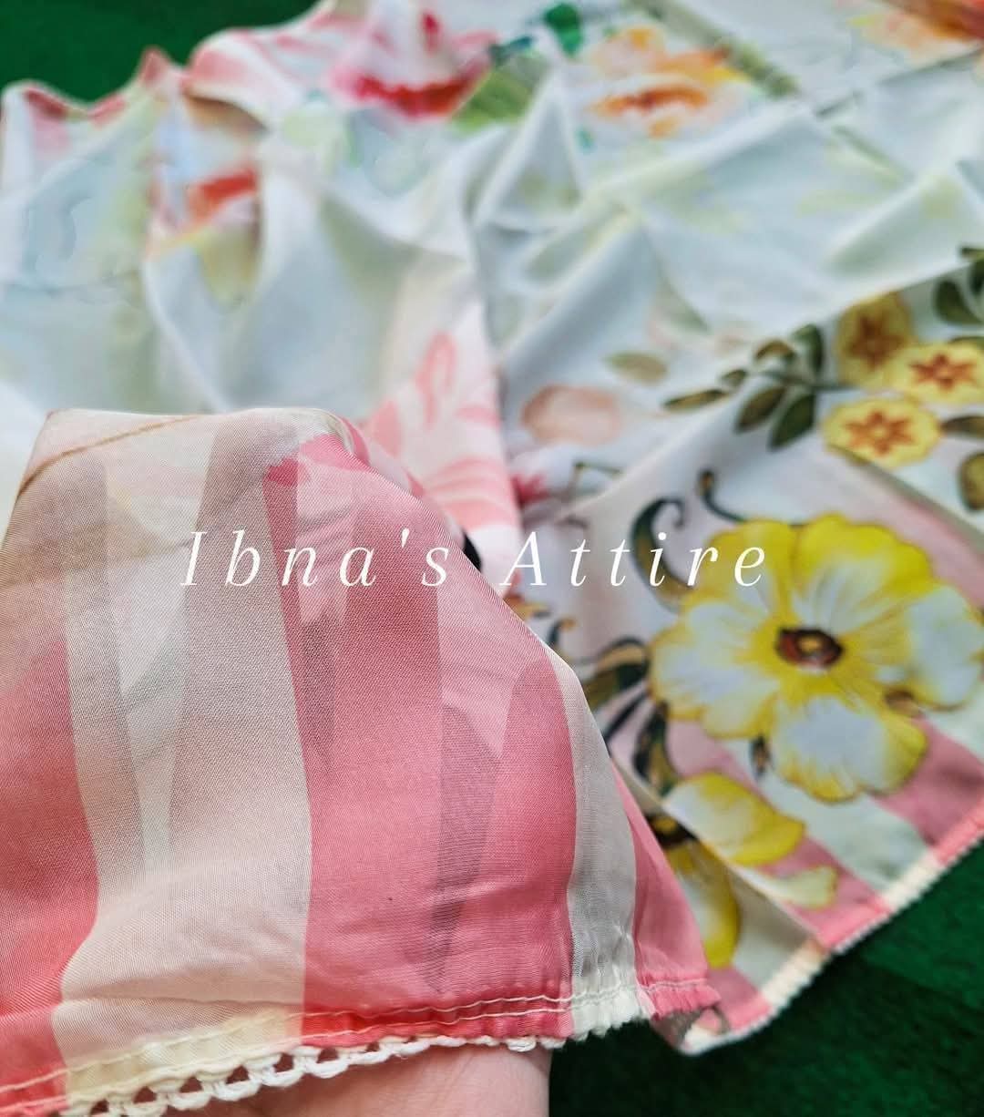 Pure Cotton Self Weaving Suit with Organza Dupatta
