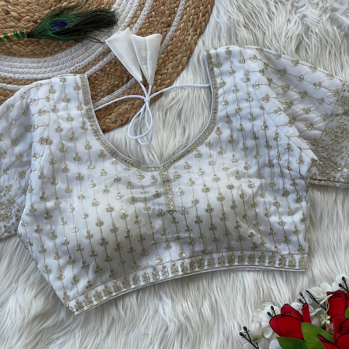 Readymade blouse- white - free size- 38,40,42