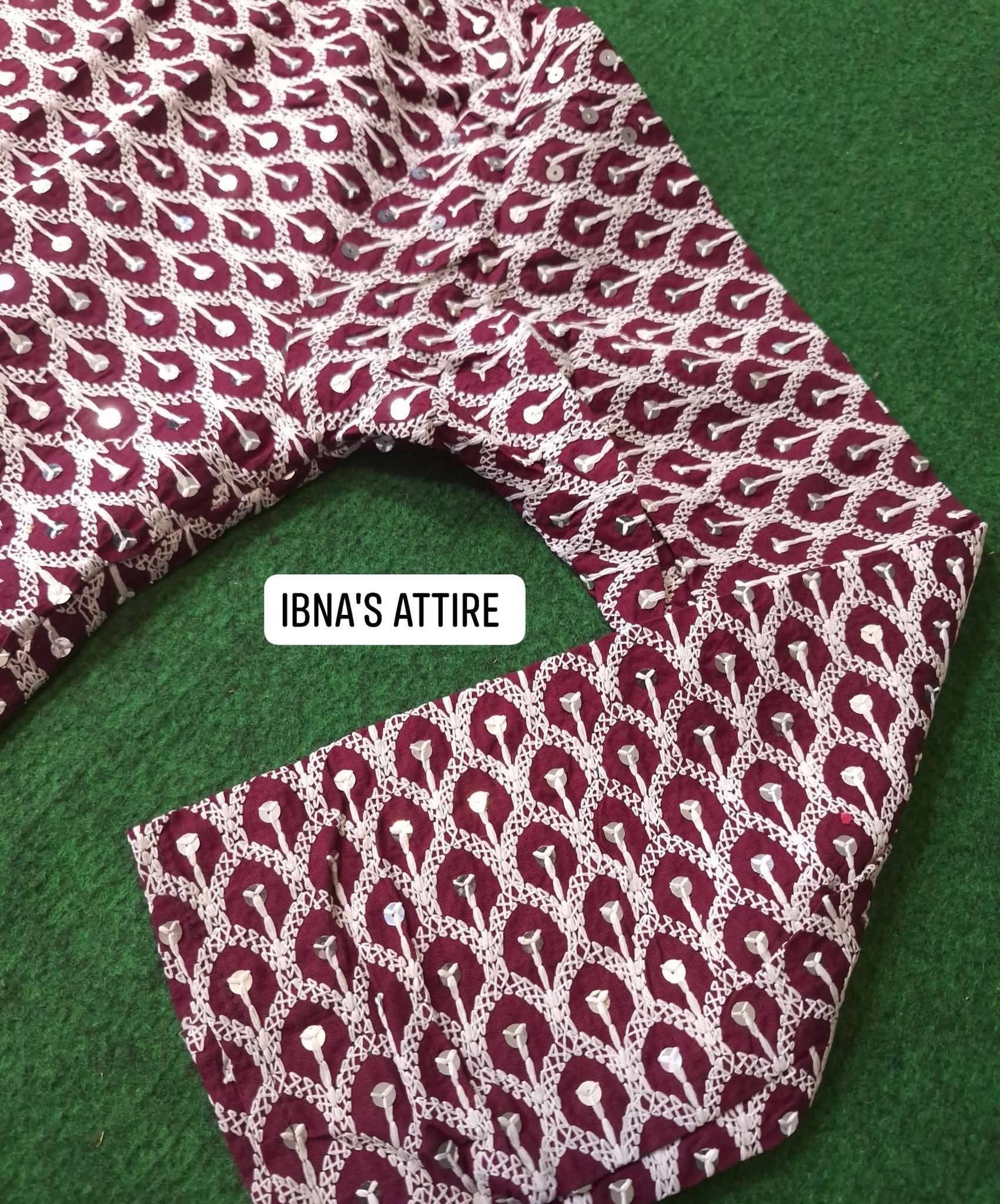 Maroon Rayon Embroidery Sequence Work Panjabi