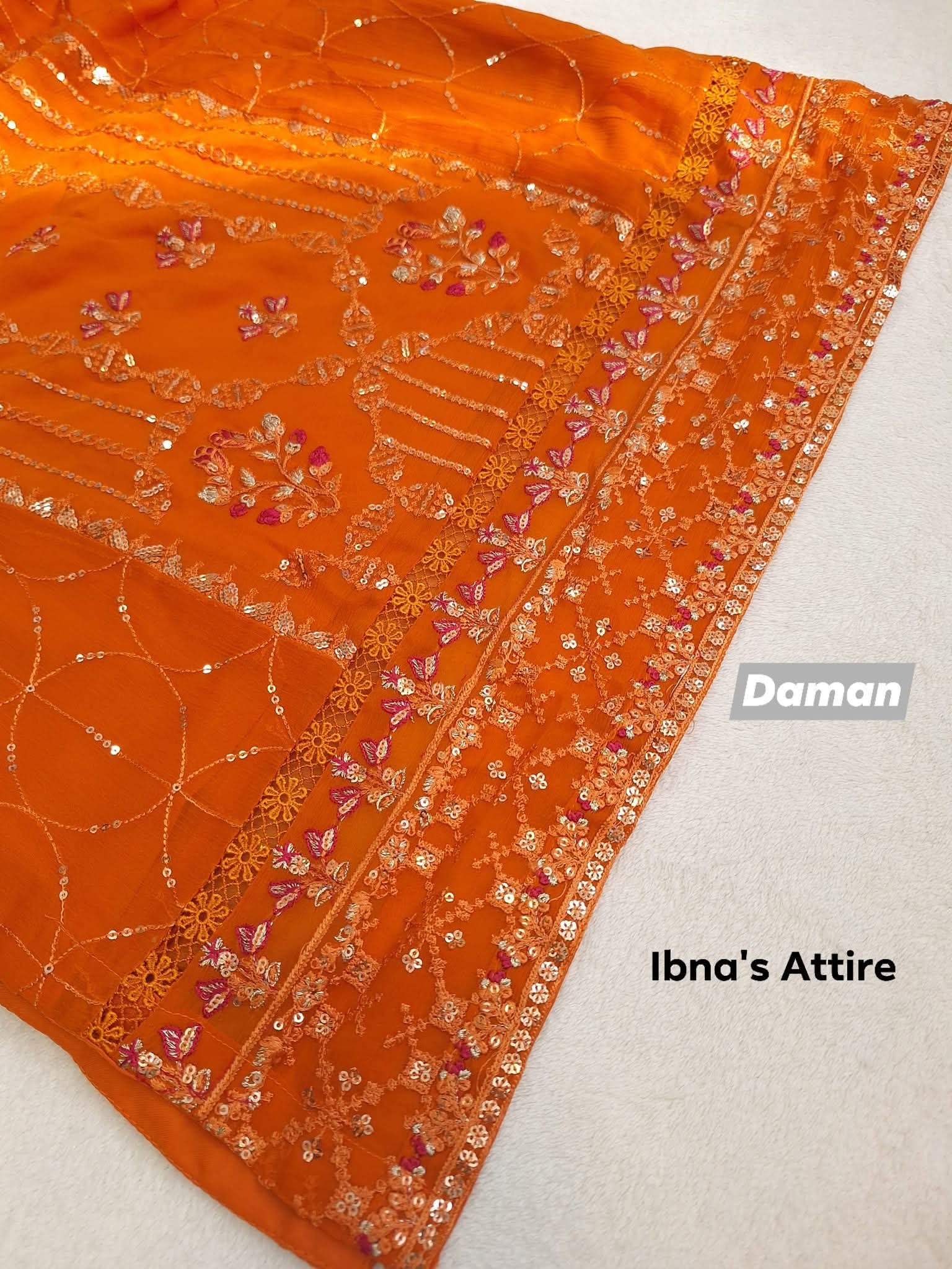 High-Quality 3-Piece Pakistani Chiffon Suit with Sequin, Spring & Stone Handwork |Festive Designer Wear