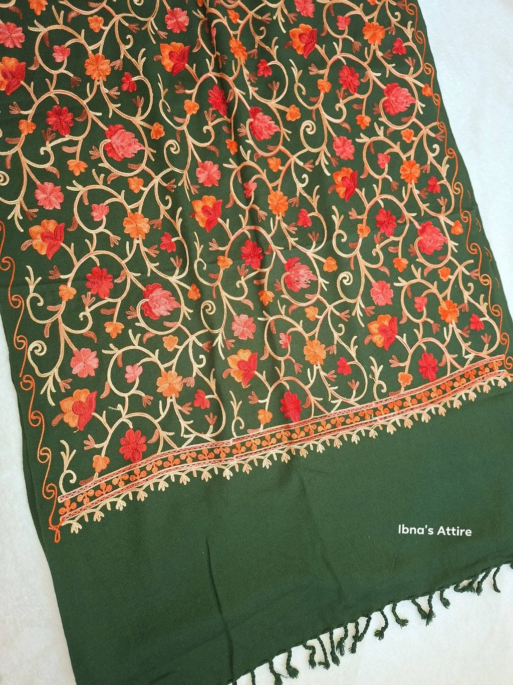 Woolen showl- All over multi floral work