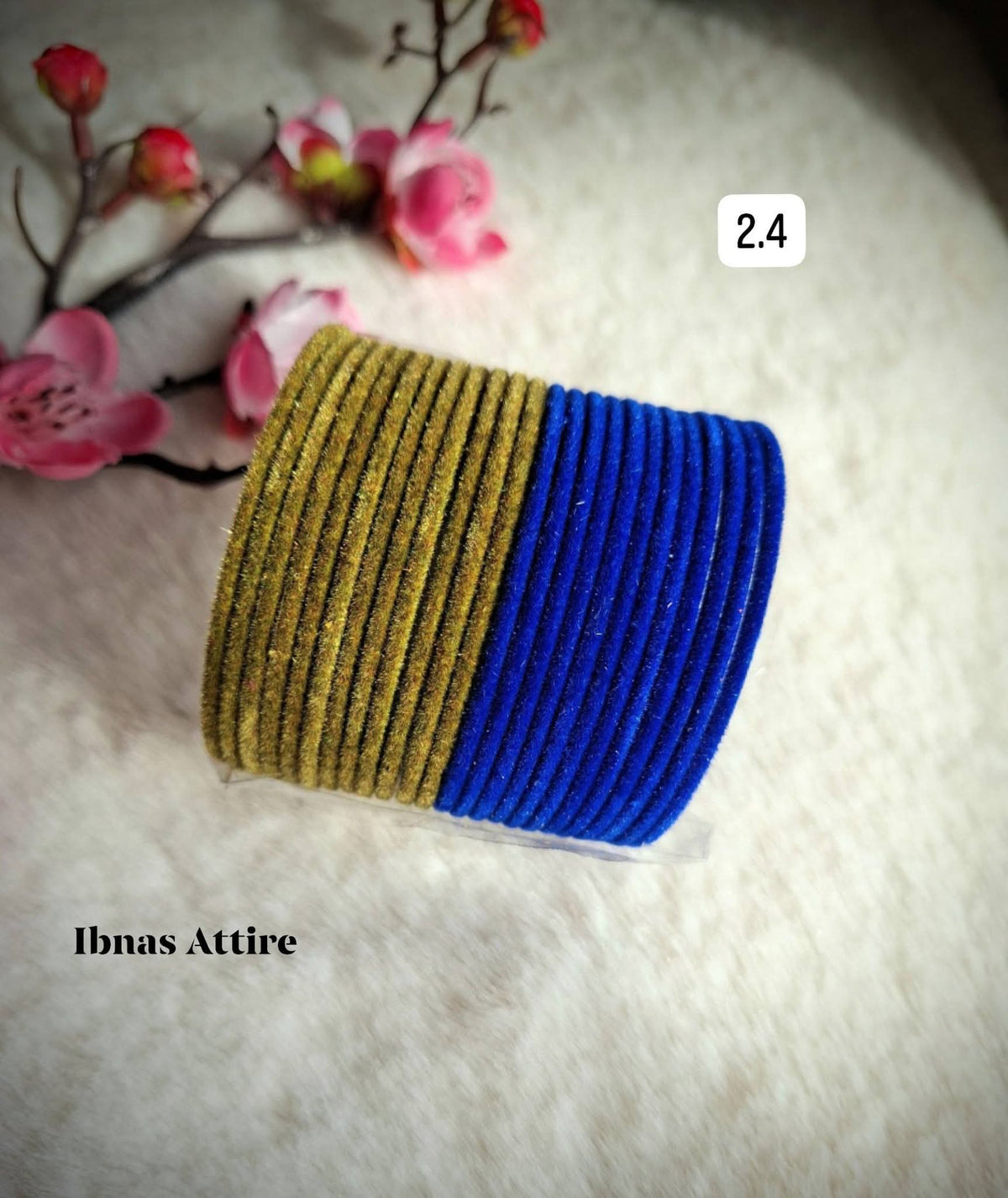Traditional Velvet Metal Bangles | (24 colors) -24-Piece Set- (Size 2.4)