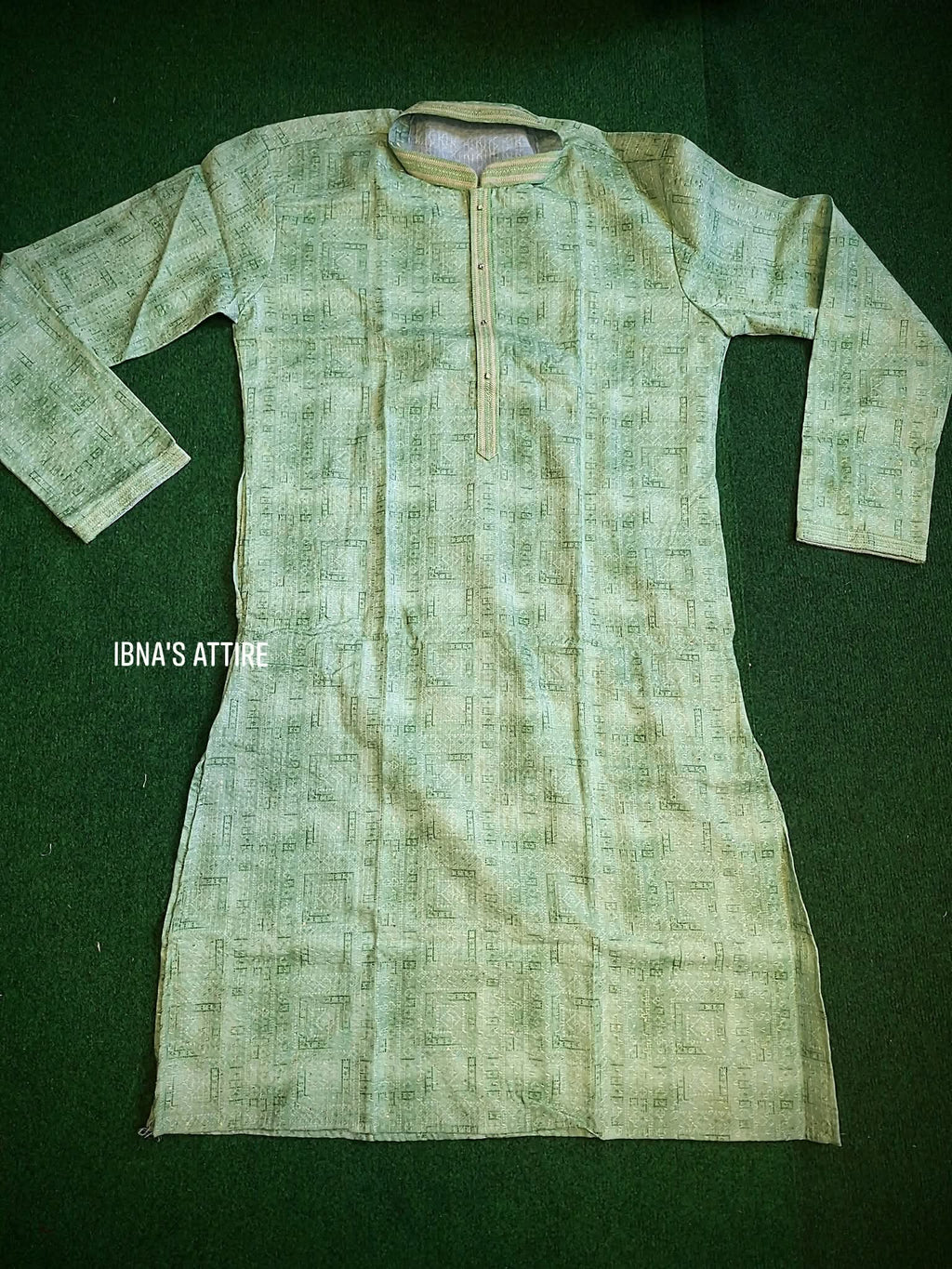 Men's Ethnic Kurta with Crochet Sequence Embroidery & Antique Buttons