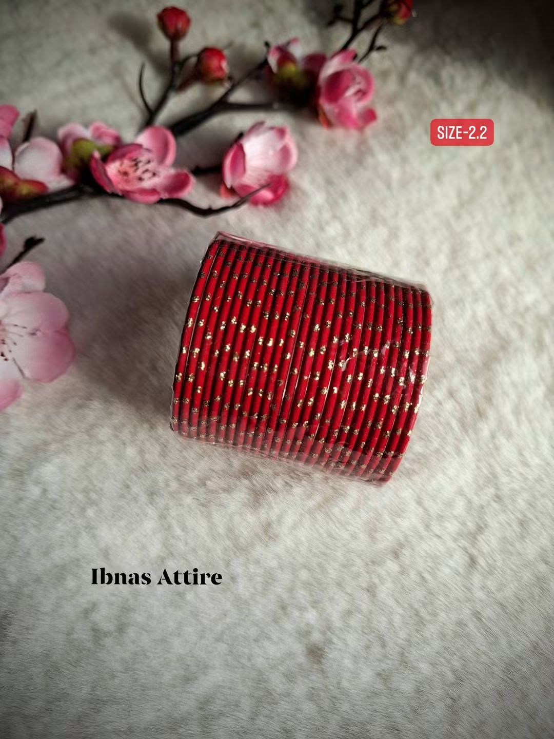 Kids Deep Red Glitter Bangle Set | 24-Piece_ Festive Stack (Size 2.2)
