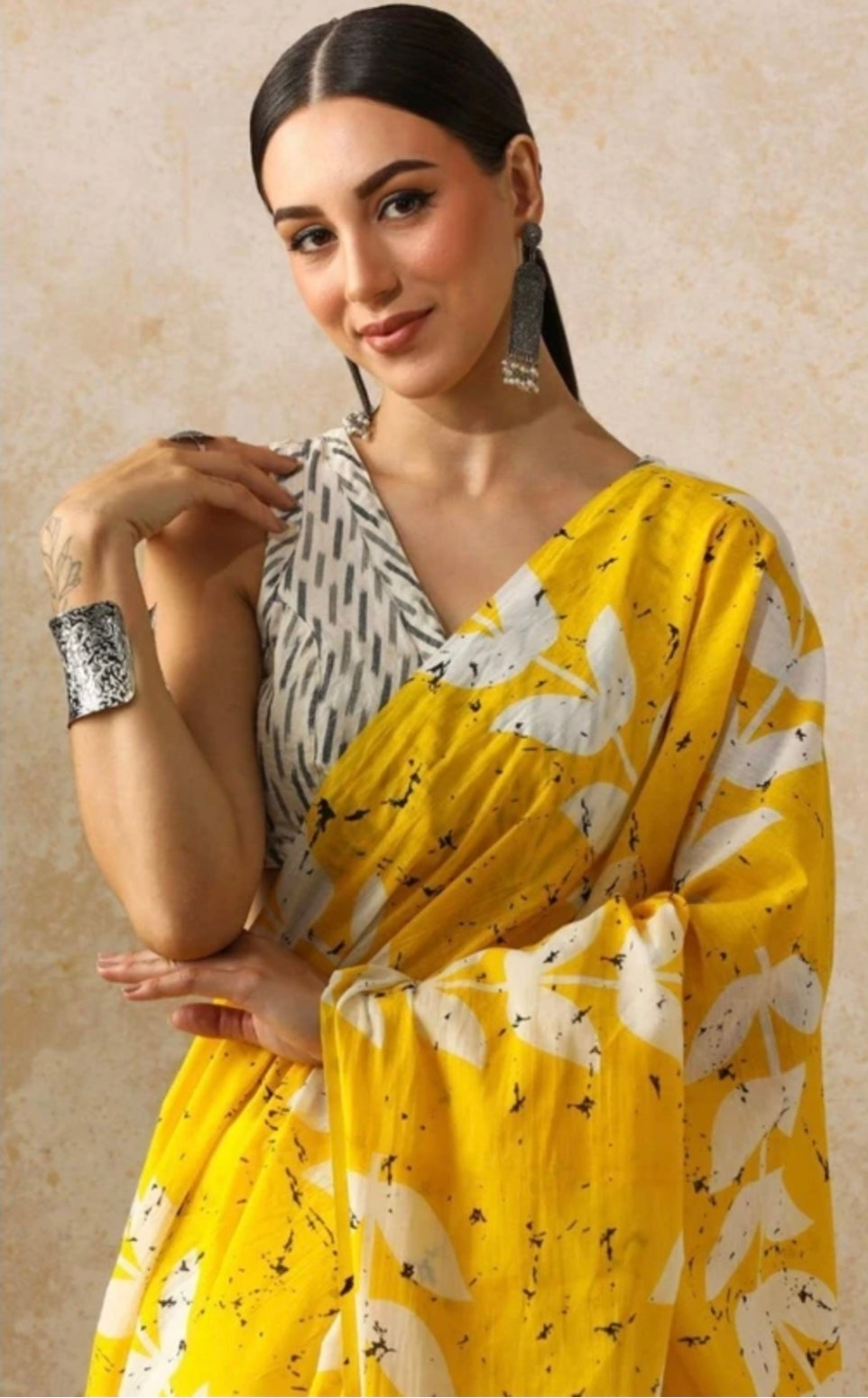 Pure Super Soft Mul Mul Cotton Hand Block Printed Saree with Blouse Piece