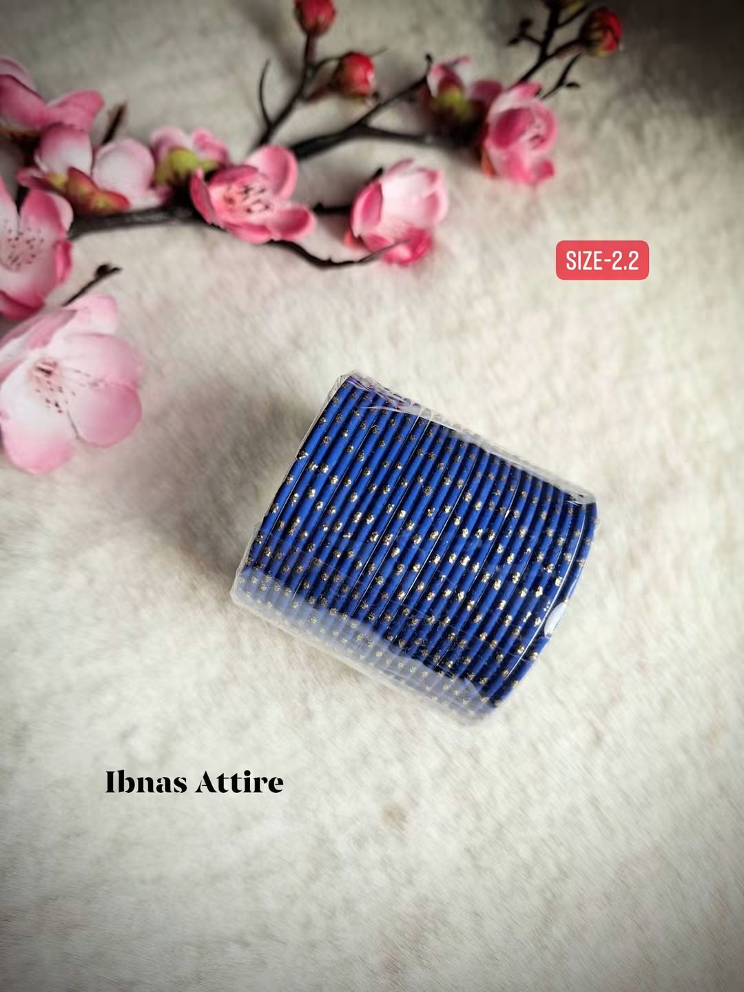 Kids Royal Blue Glitter Bangle Set | 24-Piece_ Festive Stack (Size 2.2)