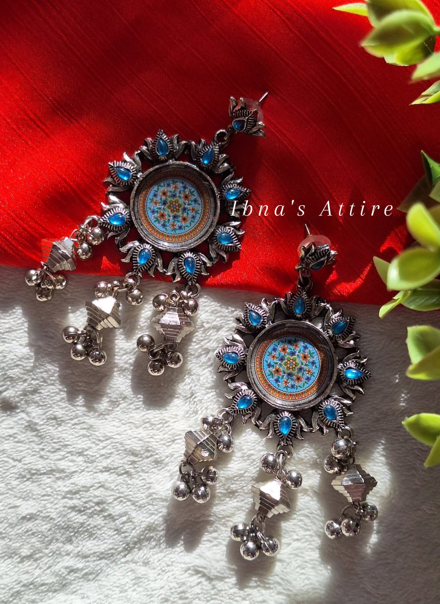 German silver necklace set with earrings 👉Length- 36 cm