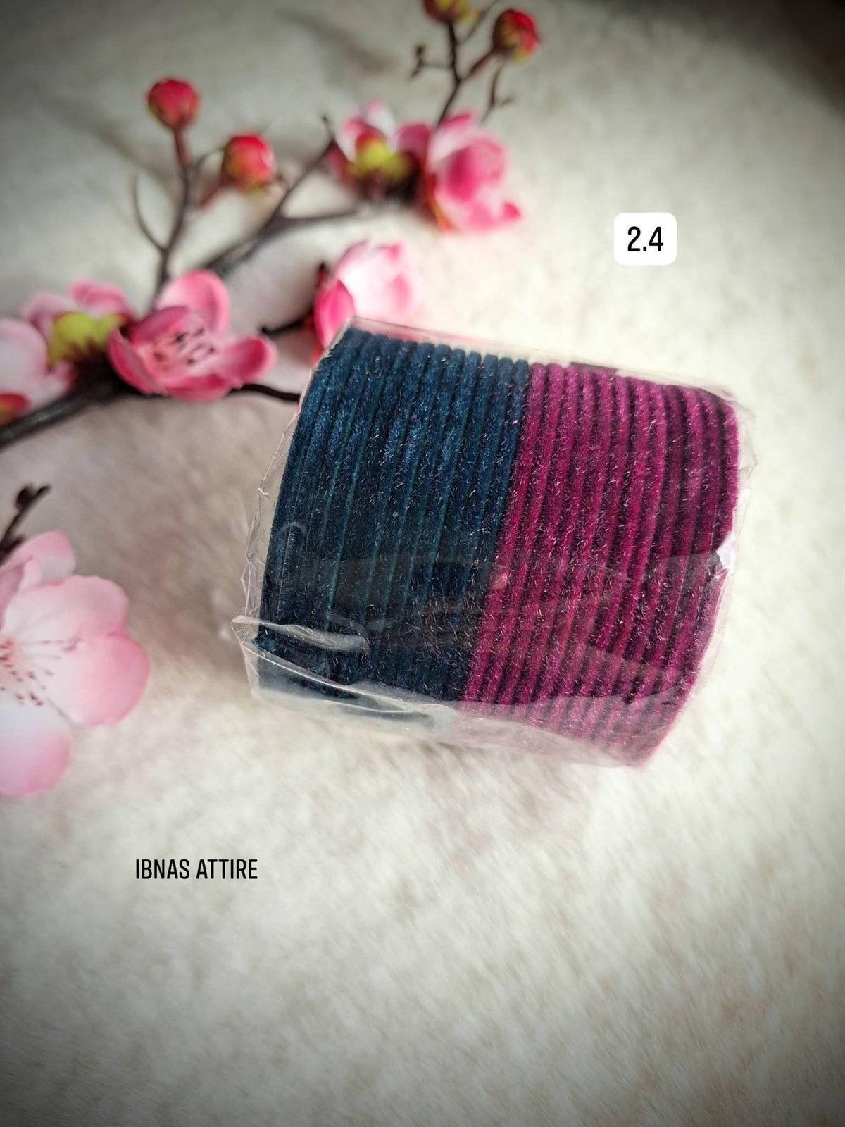 Traditional Velvet Metal Bangles | (24 colors) -24-Piece Set- (Size 2.4)