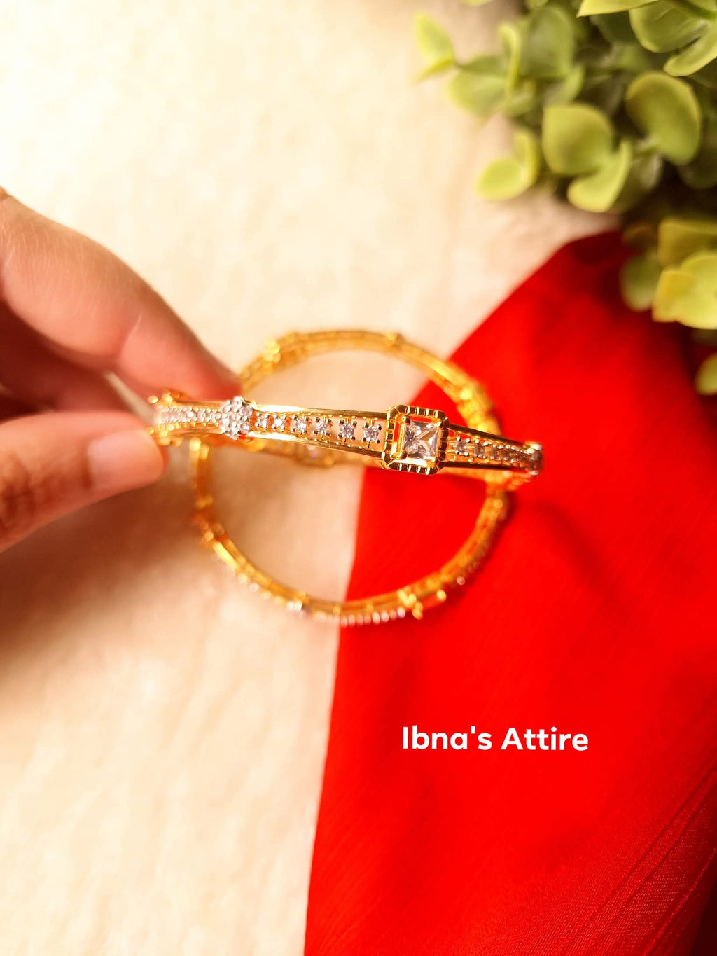 Gold plated American Diamond Bangles pair (size- 2.6)