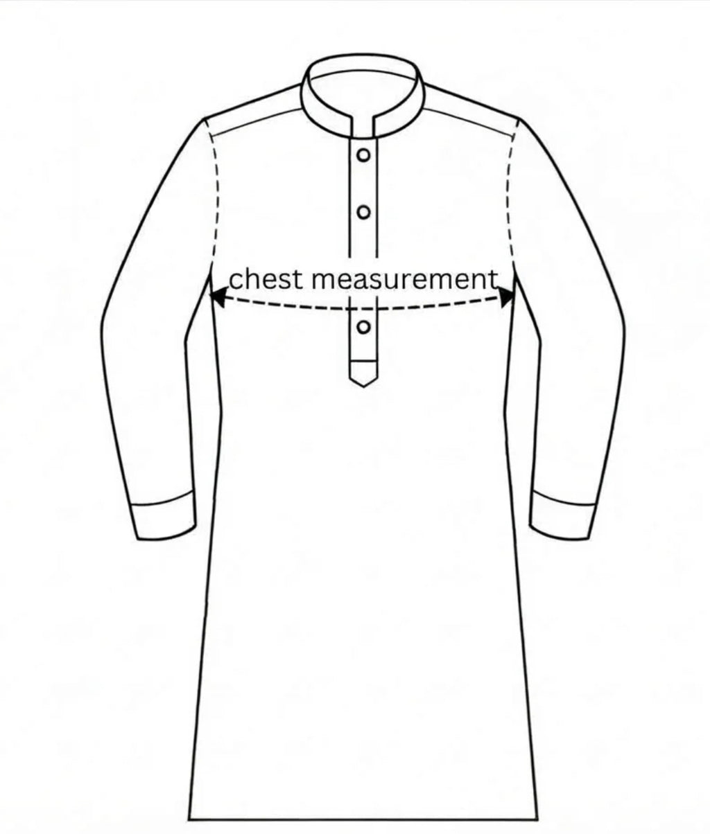 Men's Classic Black Soft Cotton Panjabi with Silver Thread Embroidered Collar & Cuffs (Size 42 & 48)