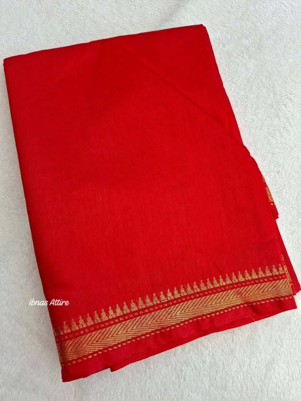 Exclusive Red Mangalgiri Silk Saree featuring Gold Zari Nizam Border