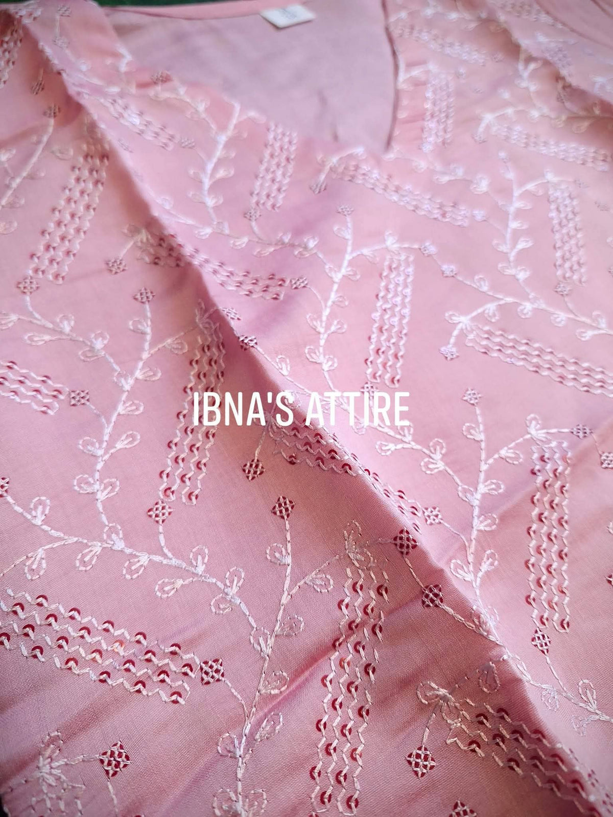 Roman Silk Chikan Kari Sequence Work 3-Piece Suit | Elegant Pink Designer Ensemble (size-38)