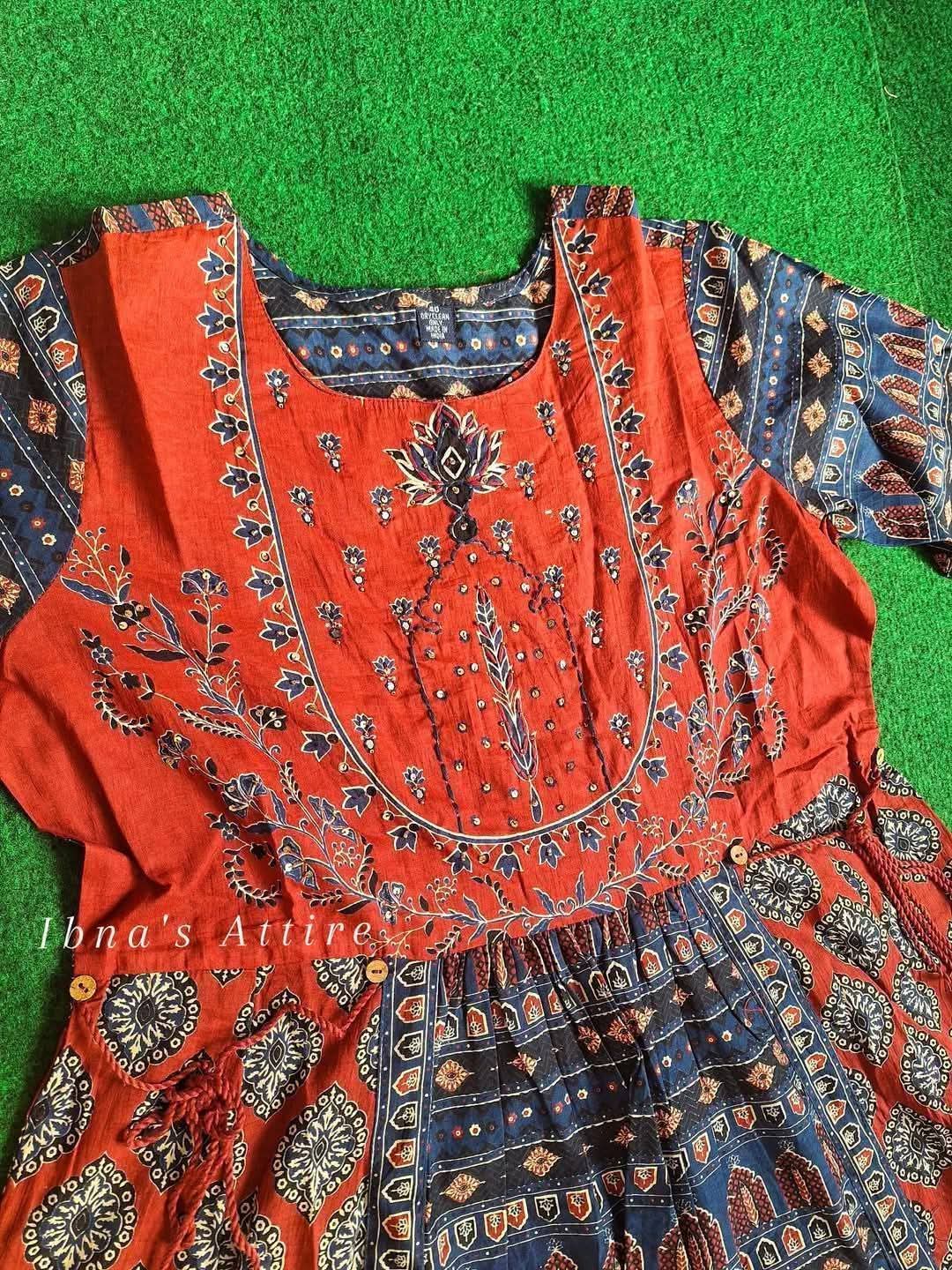Jaipuri Pure Cotton Anarkali Suit Set | Hand & Adda Work with Dupatta | Designer Festive Ethnic Wear
