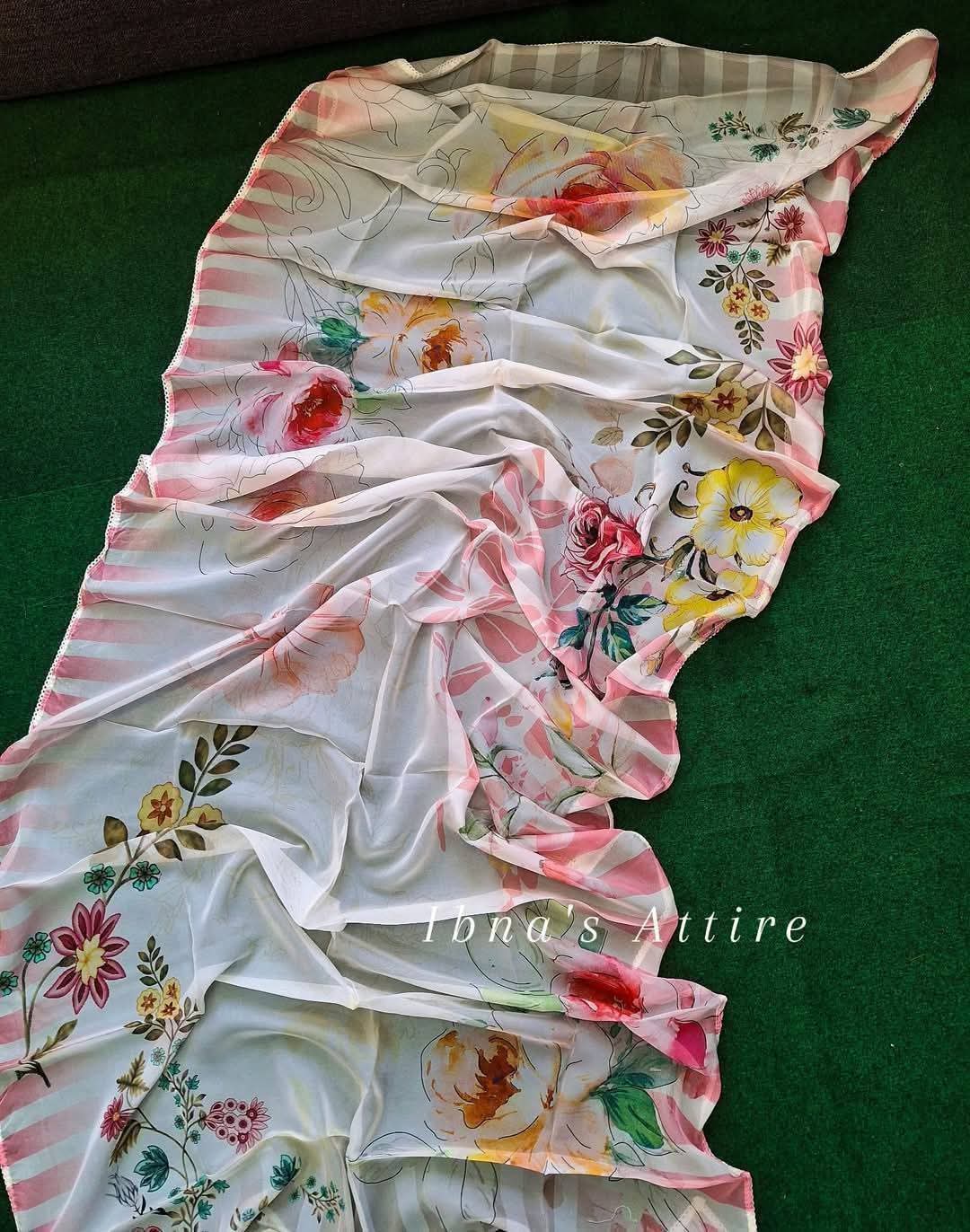 Pure Cotton Self Weaving Suit with Organza Dupatta