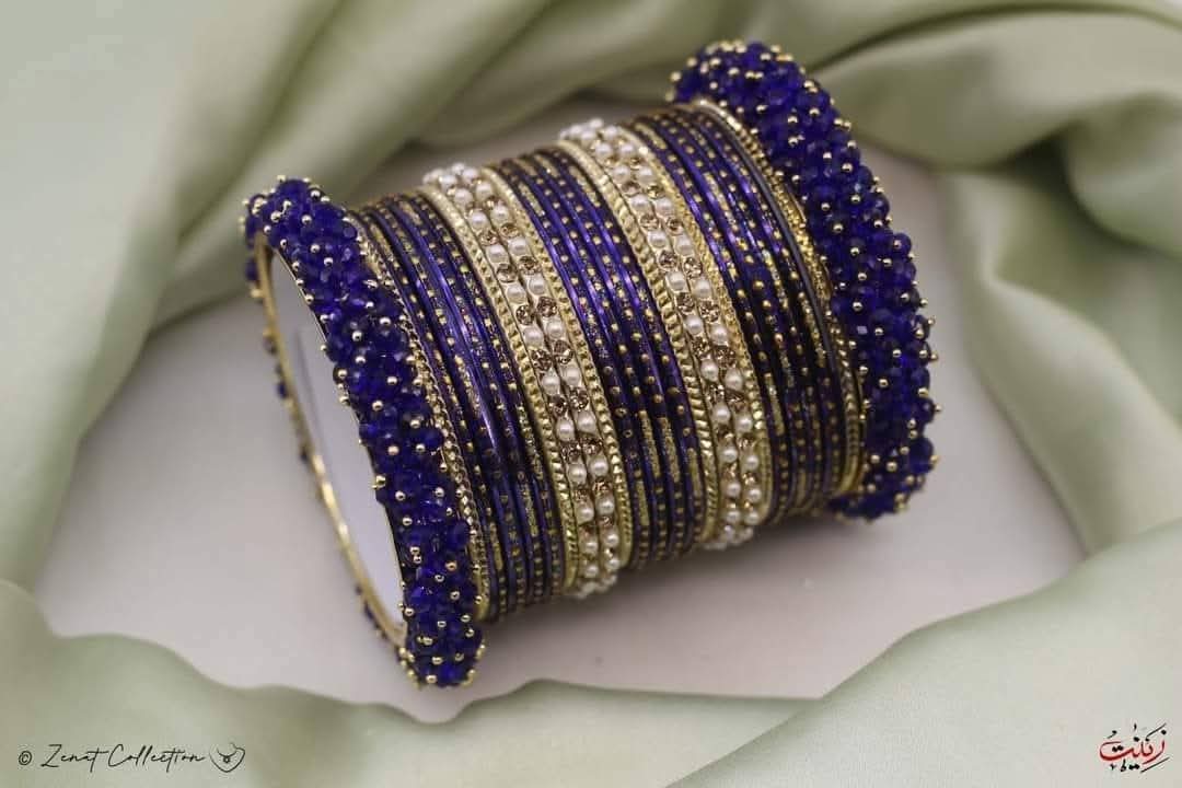 Polki bangles set- blue