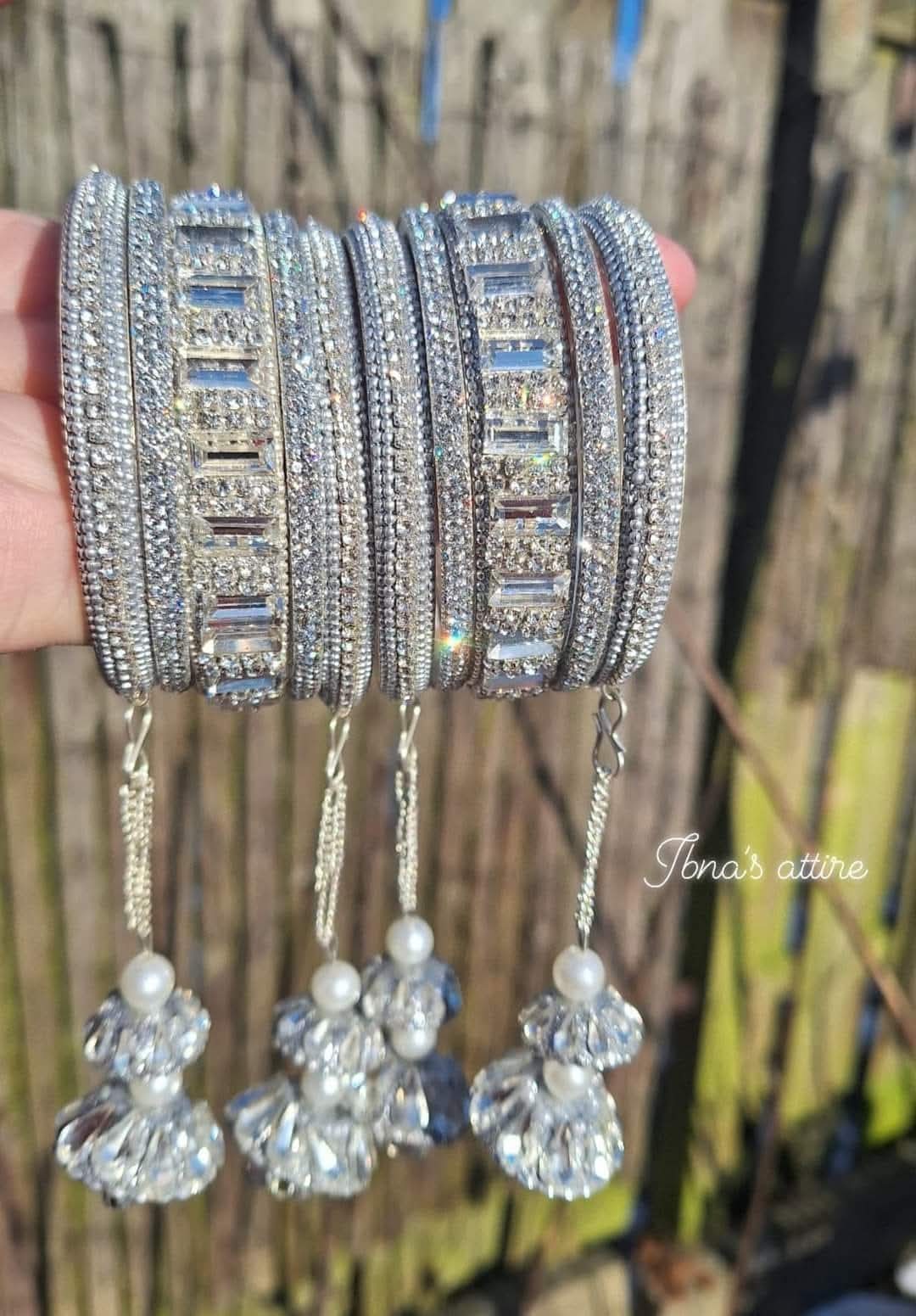 Kundan Bangles set- silver