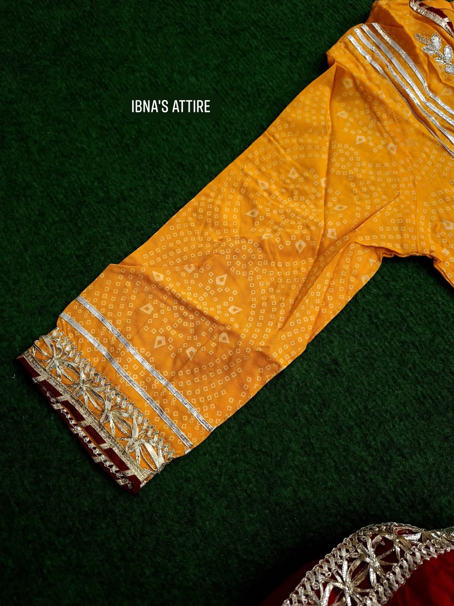 4-Piece Yellow Sharara Suit Set with Zari Embroidery Kurti, Cotton Flared Sharara, Heavy Dupatta & Matching Potli Bag