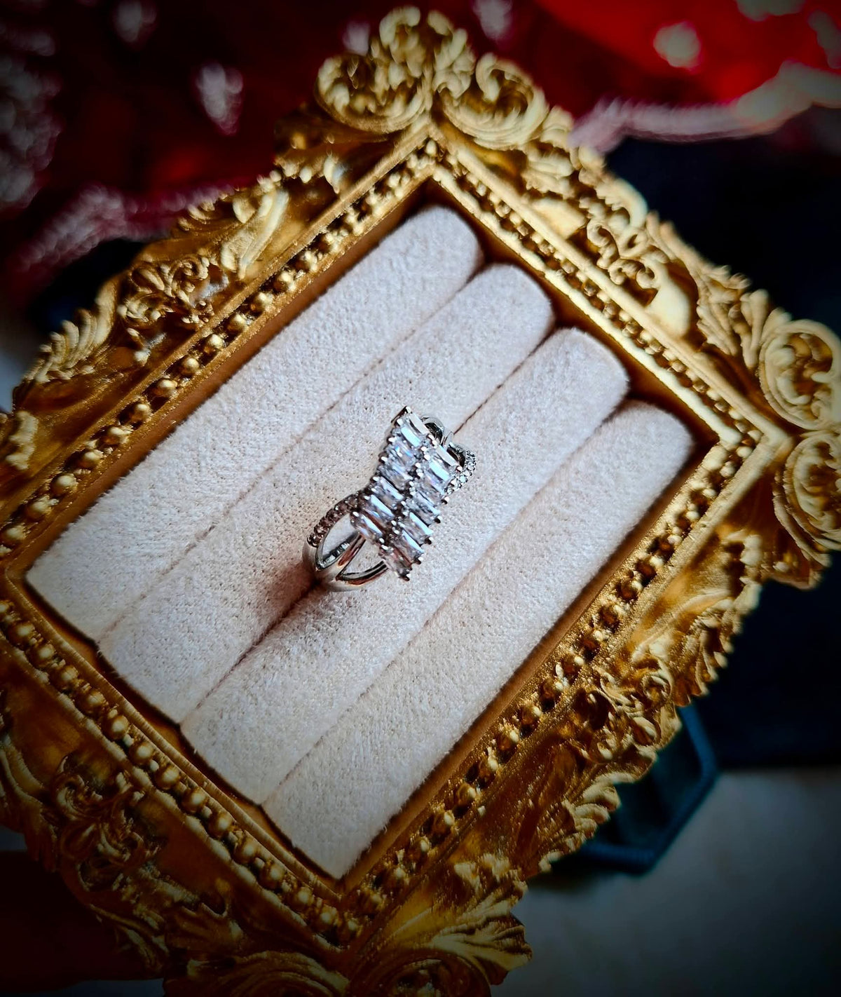 Sparkling American Diamond Designer Size Adjustable Finger Rings in (5 designs)