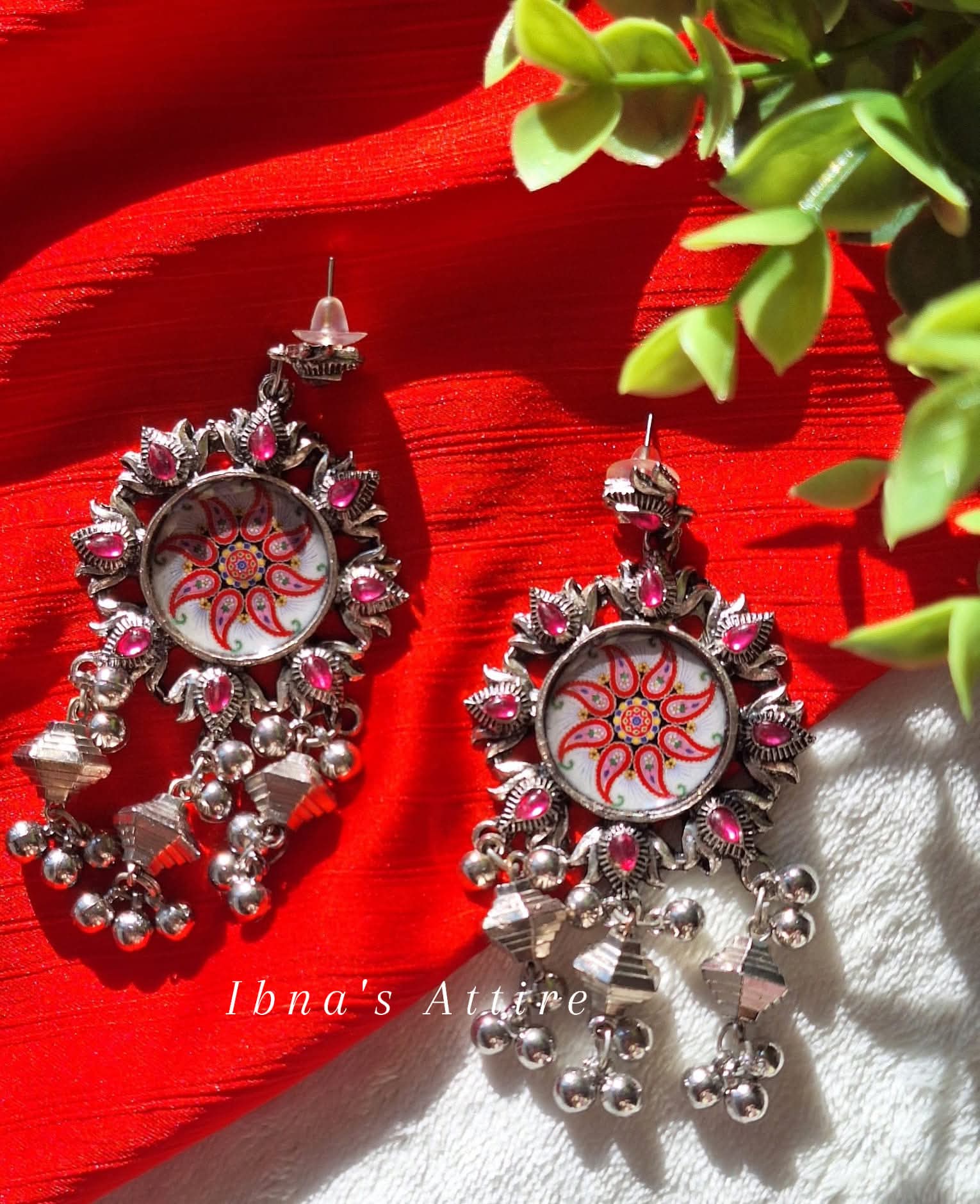 German silver necklace set with earrings 👉Length- 36 cm