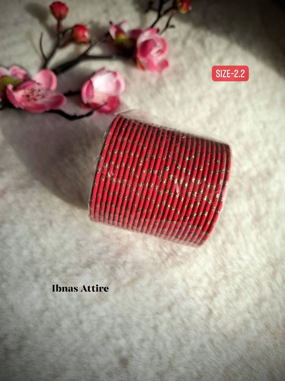 Kids Cascade Red Glitter Bangle Set | 24-Piece_ Festive Stack (Size 2.2)
