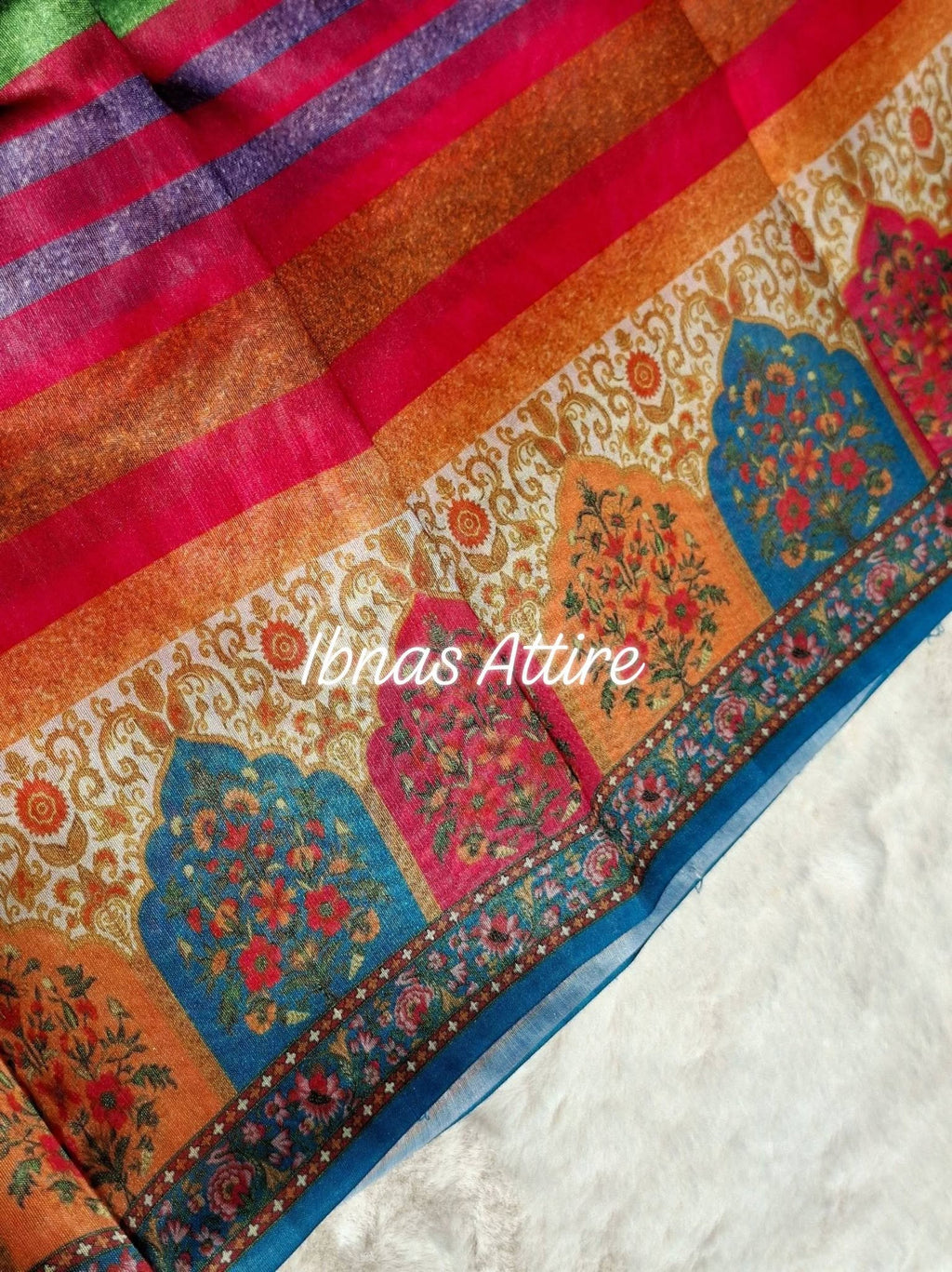 Vibrant Digital Printed Chanderi Silk Saree with Blouse Piece| Vibrant Contemporary Fusion with Traditional Motifs