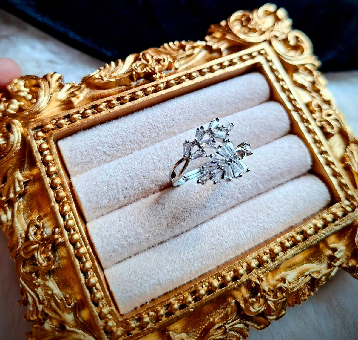 Featuring Contemporary & Classic Silver AD Rings-Smooth, high-shine silver plating that enhances the clarity and brilliance of the white stones.Expertly handset AD and baguette stones create a rich, high-end diamond-like sparkle. Dazzling, Modern, and Sophisticated