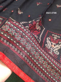 Kalamkari Linen Jute Silk Saree with Foil Work with blouse piece