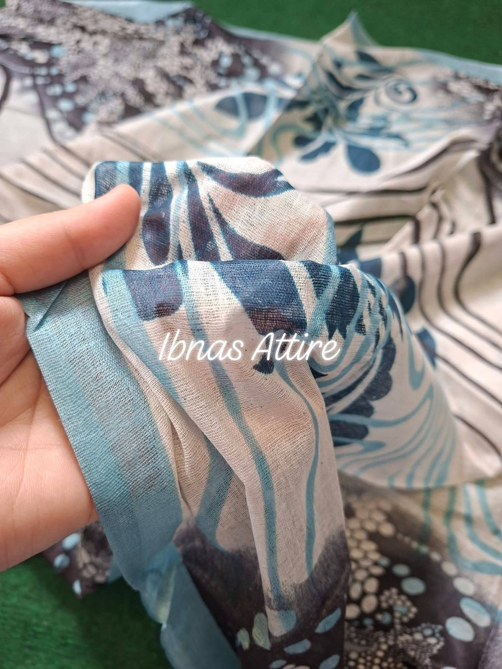 Maria B Stitched Digital Printed Soft Cotton 3-Piece Suit | Blue & Neutral Designer Casual Wear