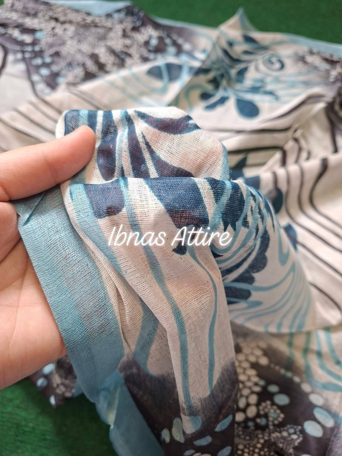 Maria B Stitched Digital Printed Soft Cotton 3-Piece Suit | Blue & Neutral Designer Casual Wear