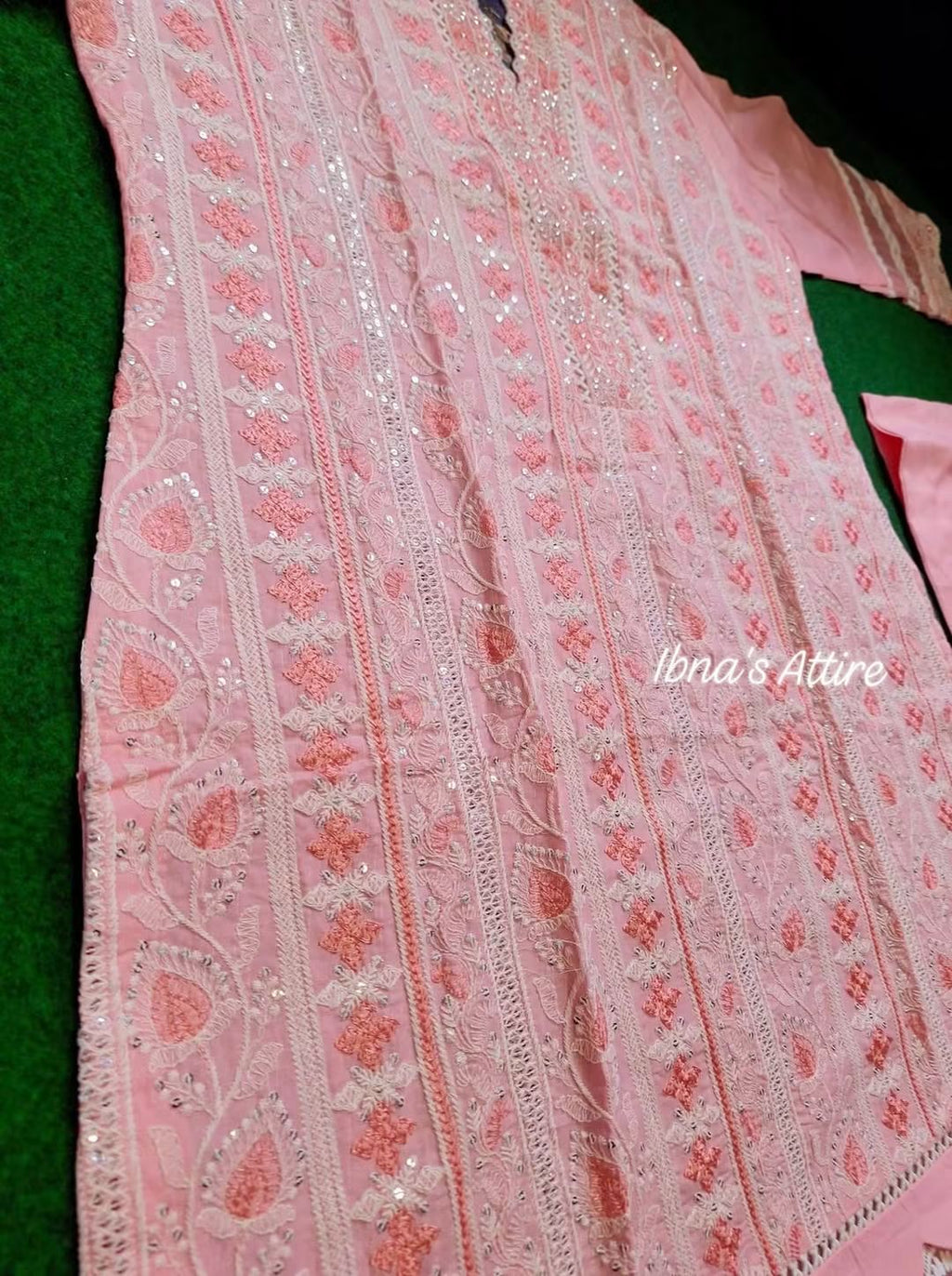 Gul Adhar Slub Lawn Light Pink Chikankari Pakistani Suit with Digital Printed Chiffon Dupatta (Size-42)
