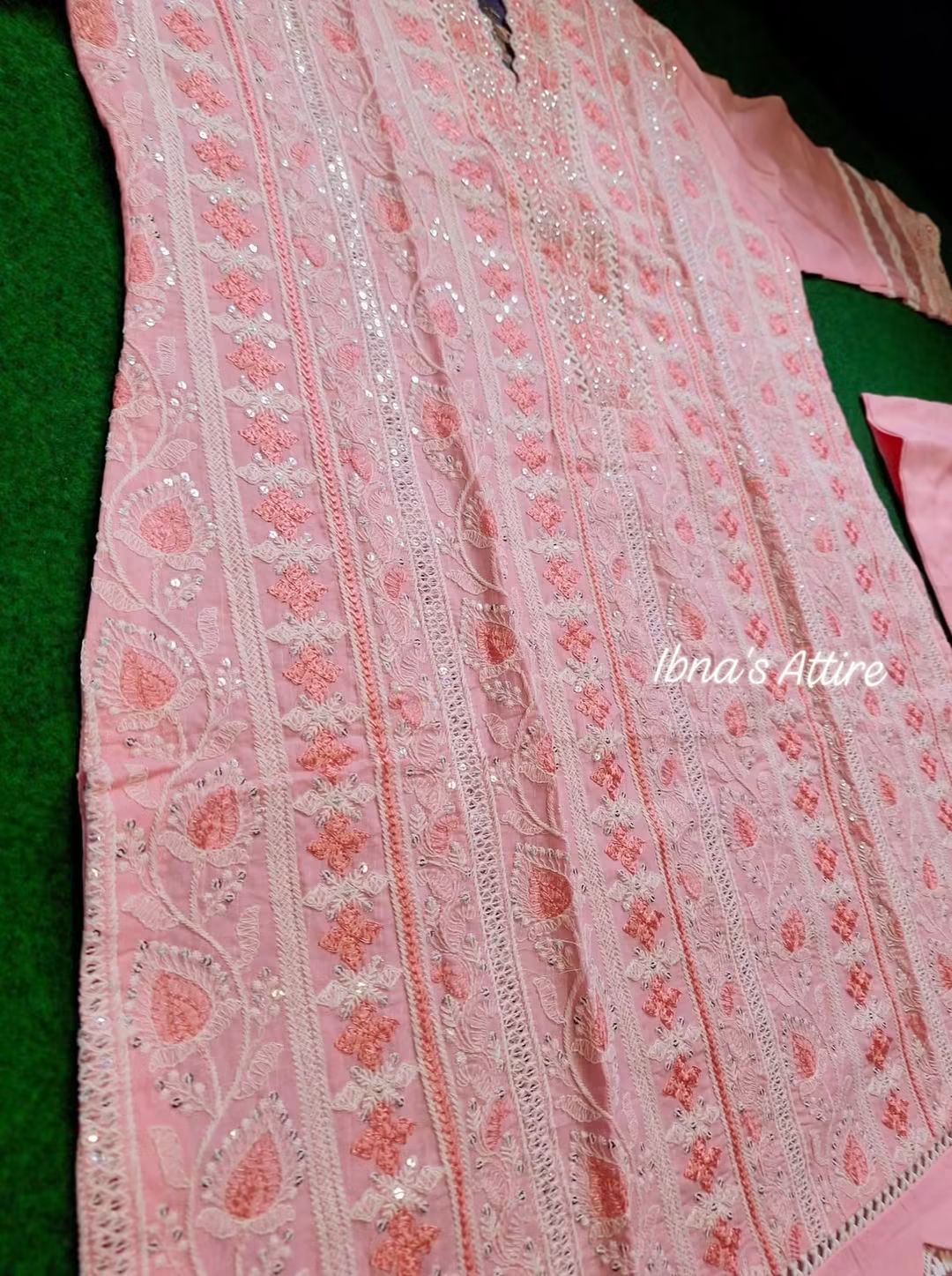 Gul Adhar Slub Lawn Light Pink Chikankari Pakistani Suit with Digital Printed Chiffon Dupatta (Size-42)