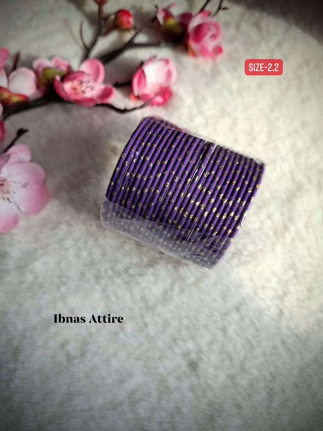 Kids Purple Glitter Bangle Set | 24-Piece_ Festive Stack (Size 2.2)