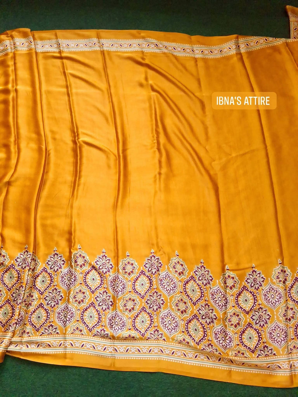 Ajrakh satin creape silk saree