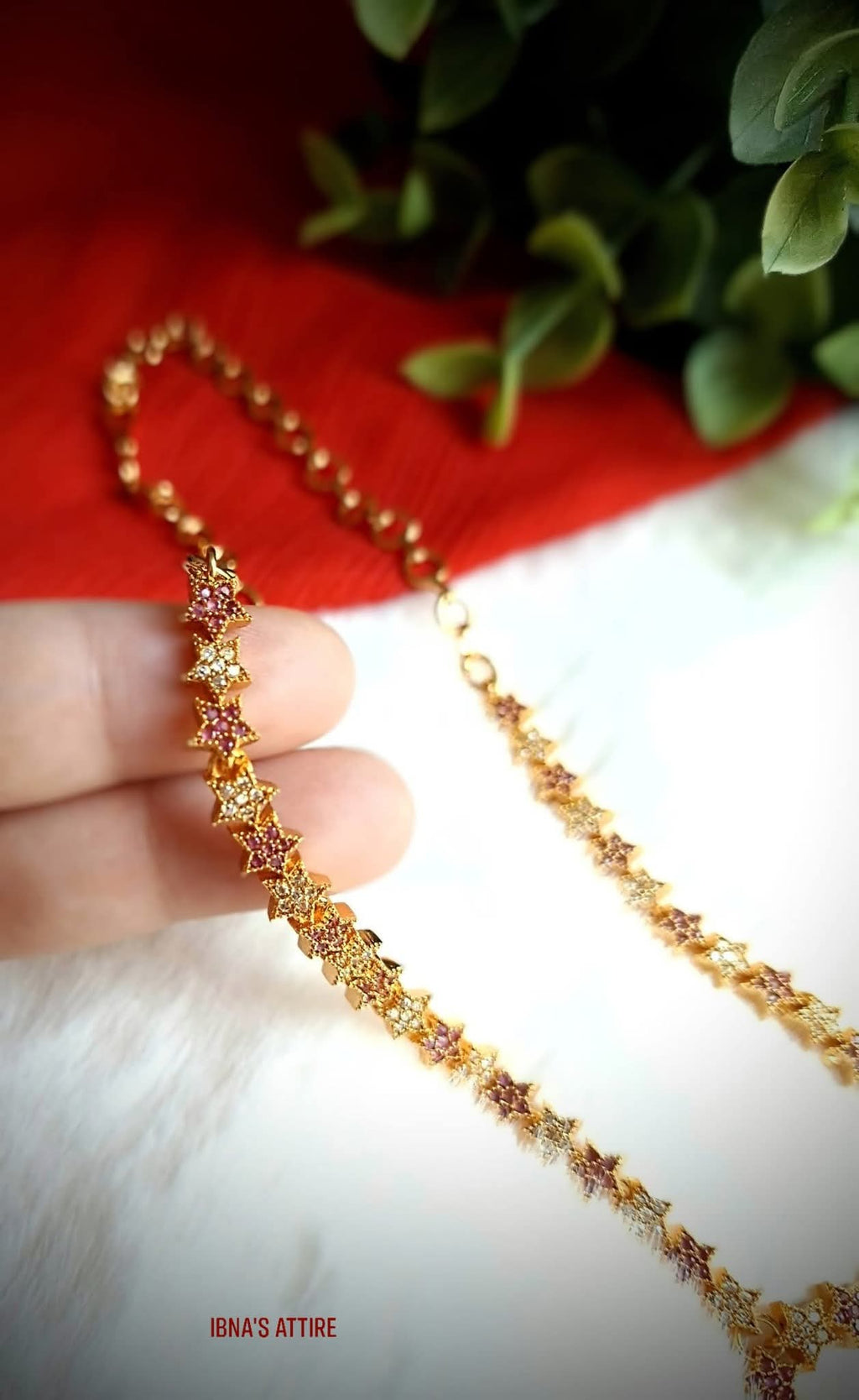 Gold plated, zircon stone necklace