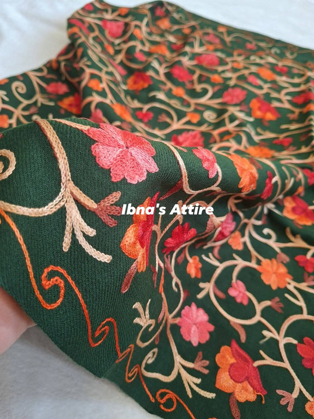 Woolen showl- All over multi floral work