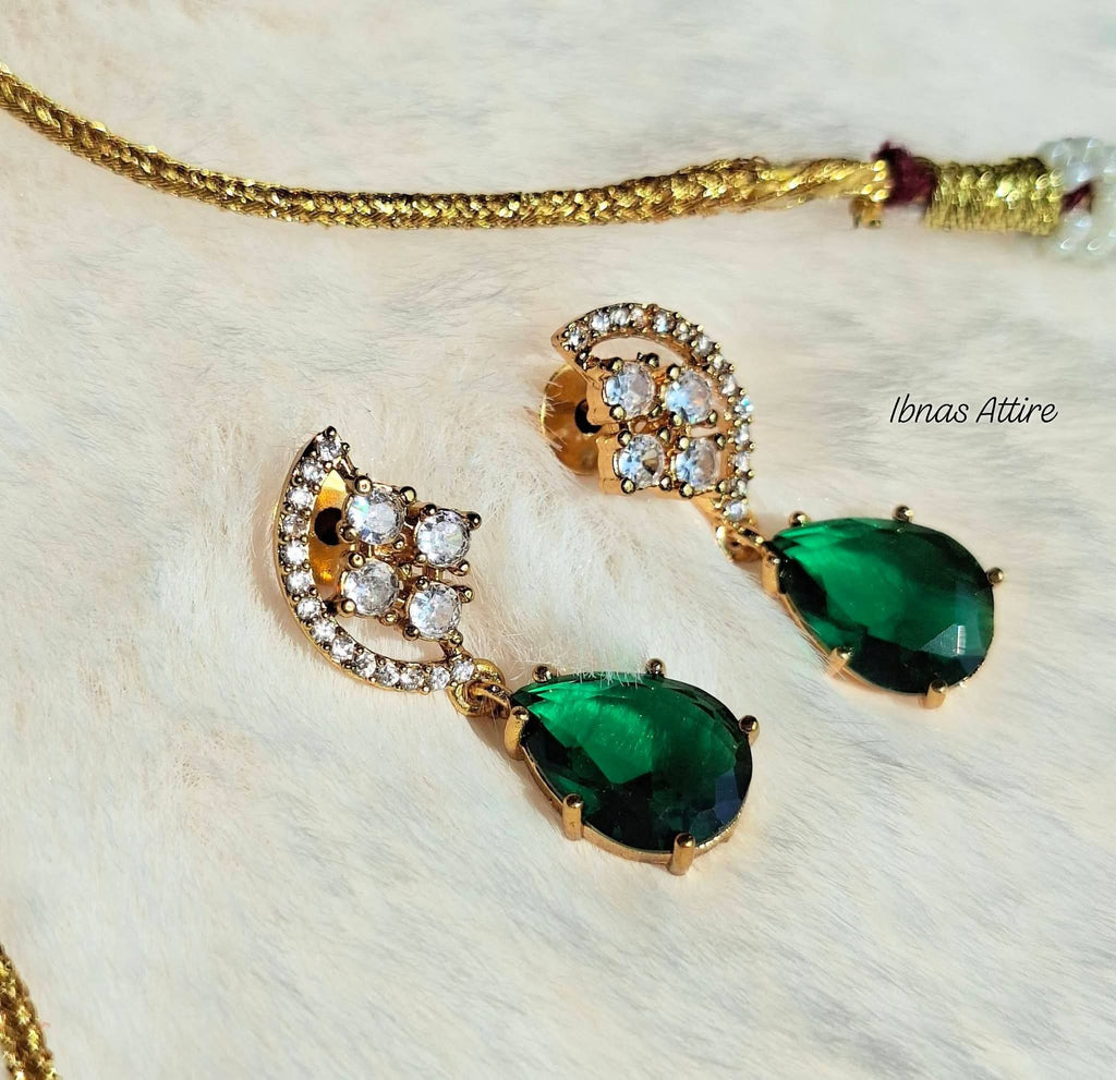 Gold-Plated Teardrop Multicolor Crystal Jewelry Set