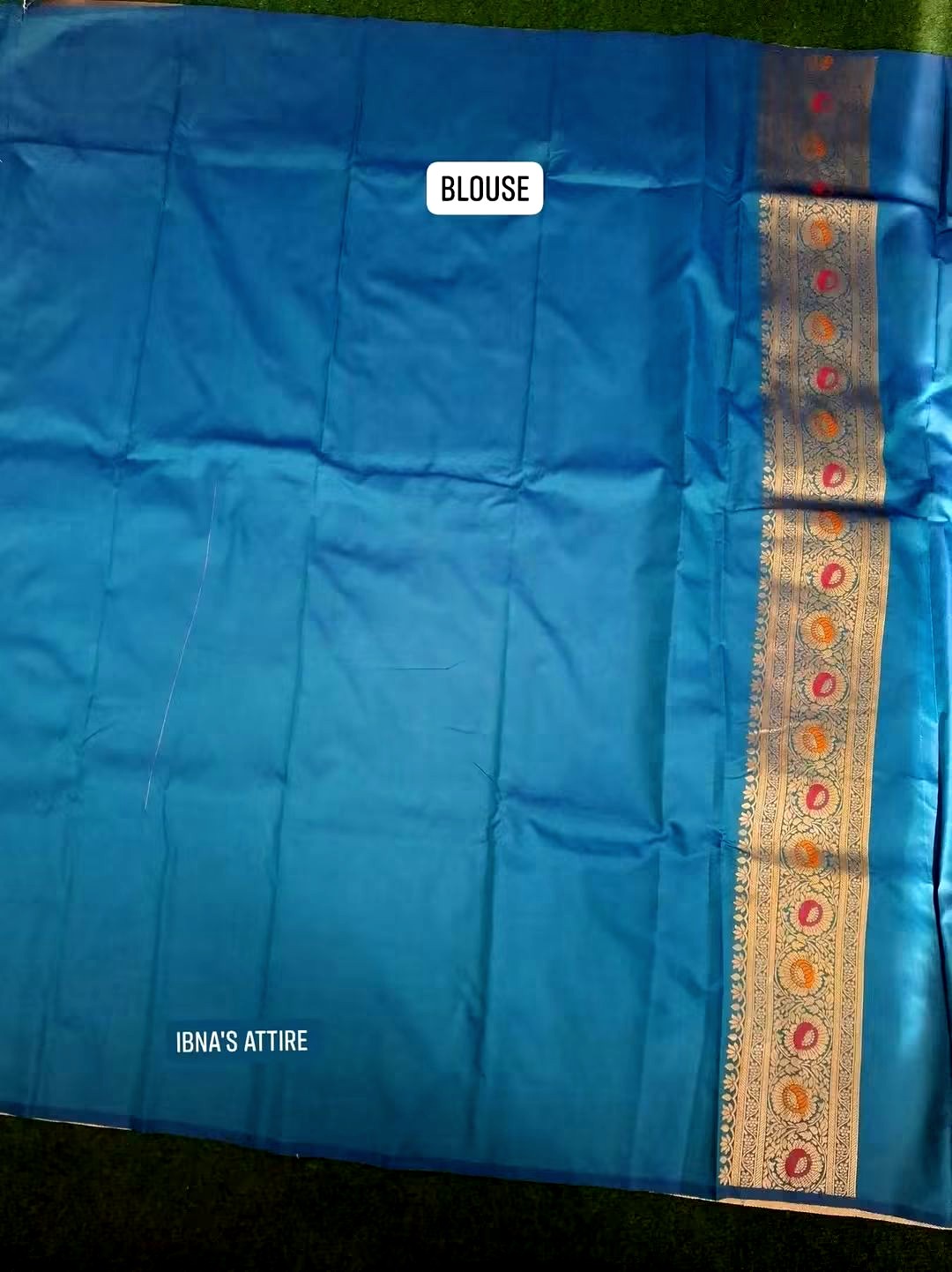 Dual Tone Banarasi Katan Silk Saree | Teal Blue & Navy Blue All-Over Mina Work with Blouse Piece