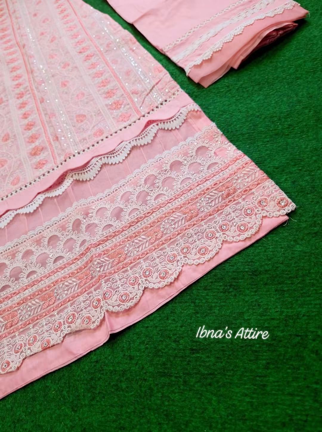 Gul Adhar Slub Lawn Light Pink Chikankari Pakistani Suit with Digital Printed Chiffon Dupatta (Size-42)