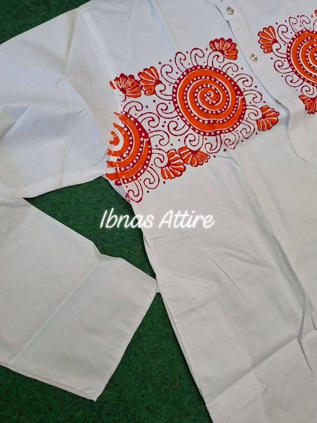 Bangladeshi Silk Hand Block Printed Panjabi (Size-44)