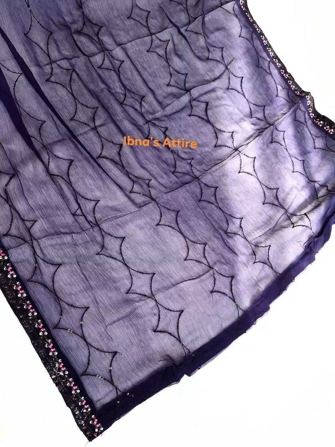 Aghanoor Pakistani Chiffon Heavy Embroidered & Handworked 3-Piece Suit with Sequins and Zardoji (Size 40)