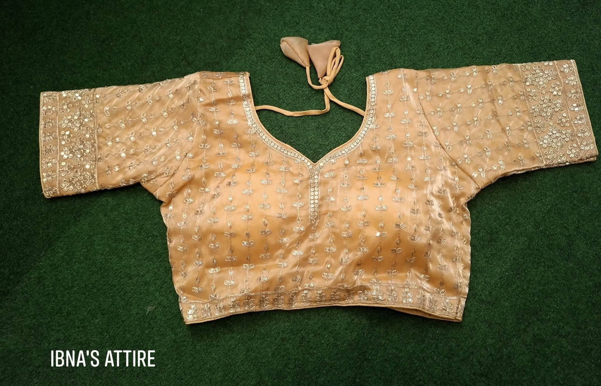 Ready made blouse - Golden - FREE SIZE- 38,40,42