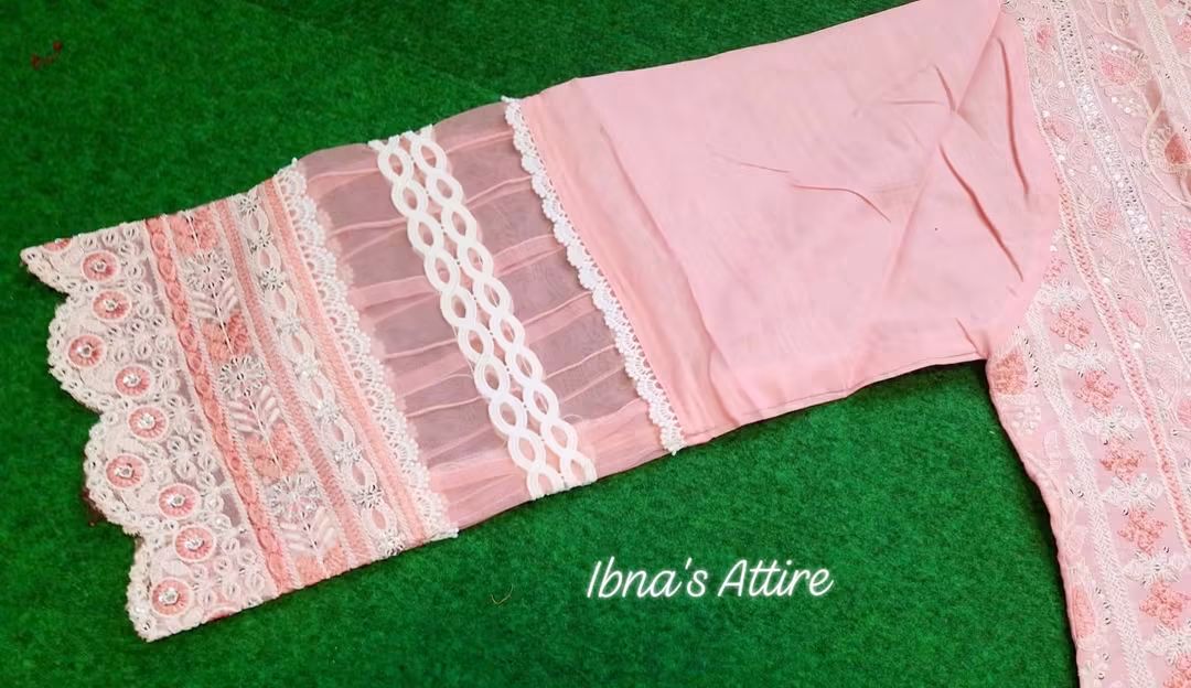 Gul Adhar Slub Lawn Light Pink Chikankari Pakistani Suit with Digital Printed Chiffon Dupatta (Size-42)