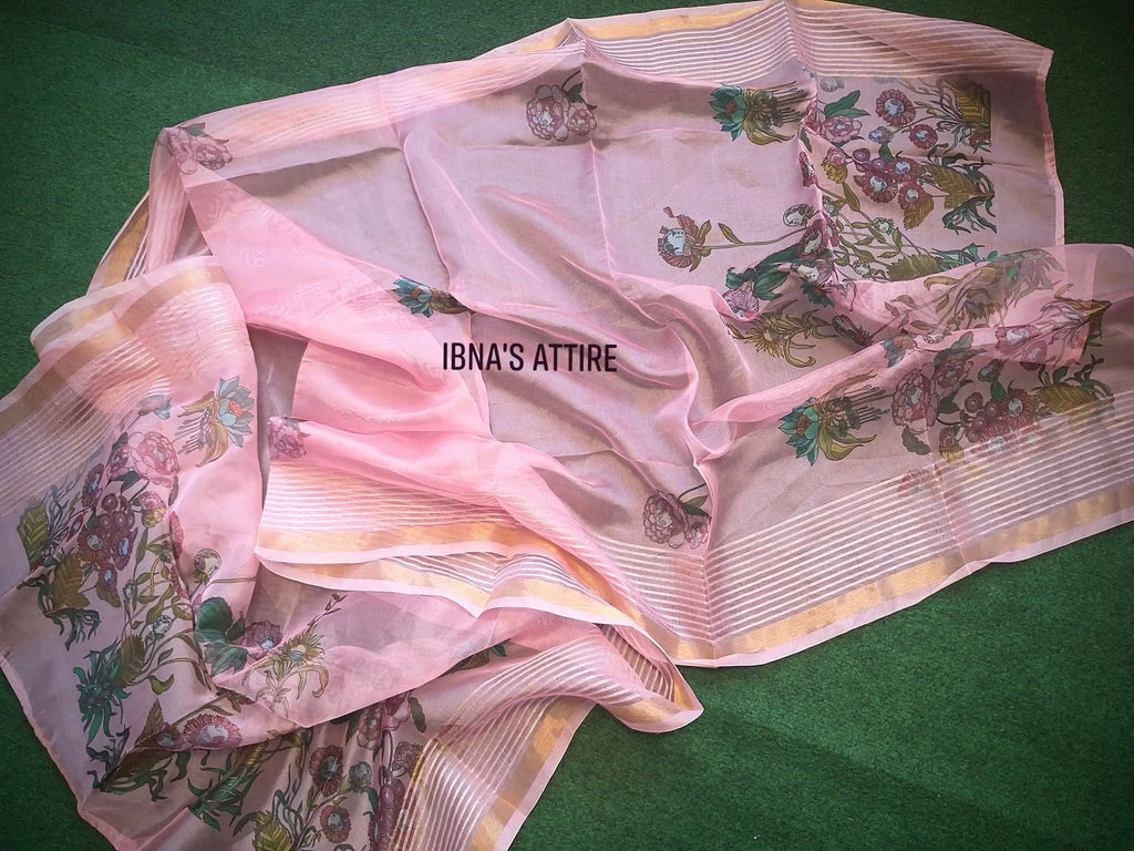 Roman Silk Chikan Kari Sequence Work 3-Piece Suit | Elegant Pink Designer Ensemble (size-38)