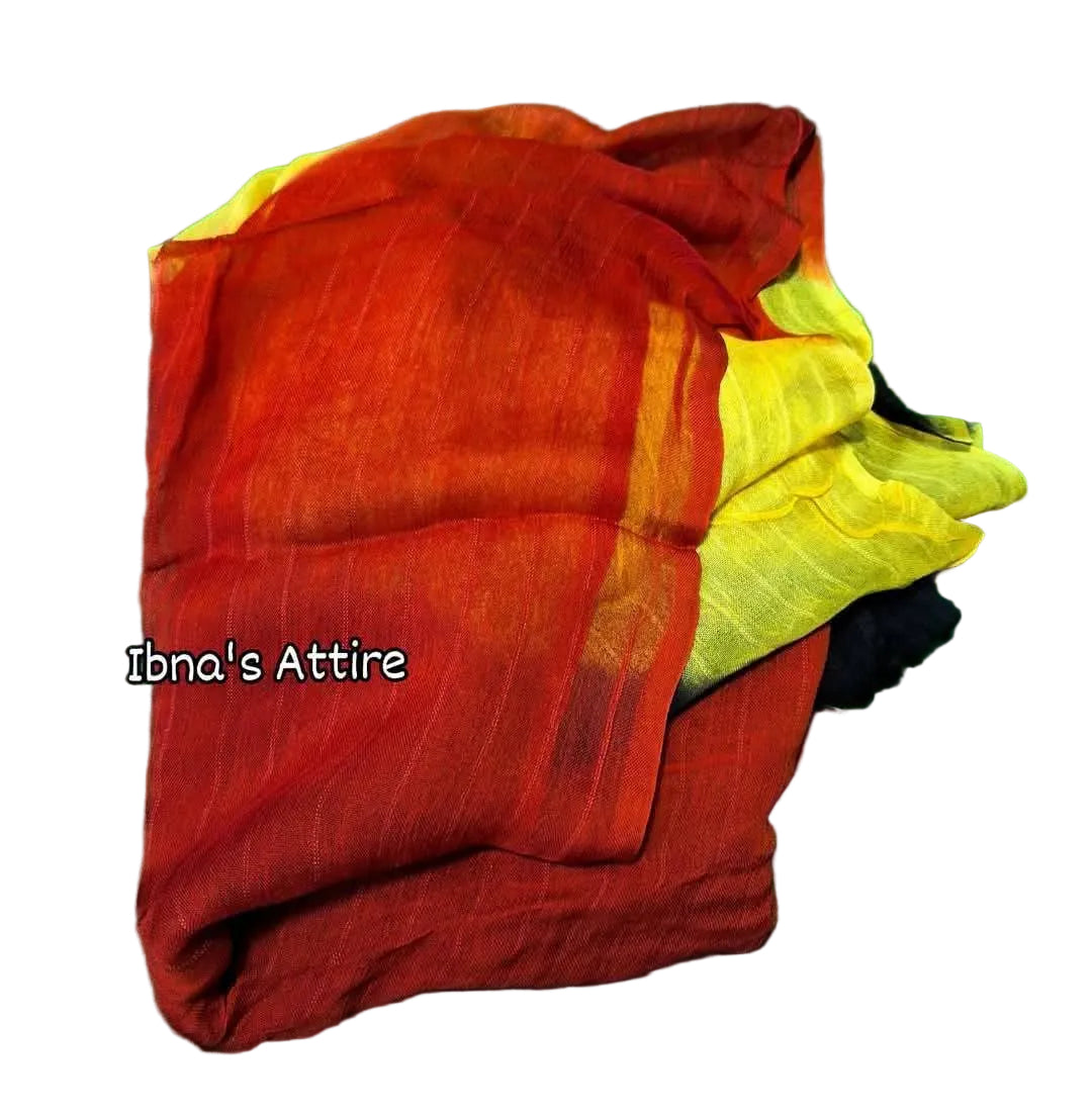 4-Piece Pakistani Katan Silk Suit with Coati, Frock, Trouser & Chiffon Dupatta | Mirror & Zari Embroidery
