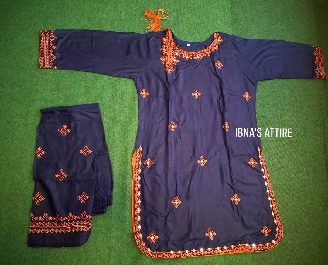 Pure Lawn 2-Piece Co-Ord Set with Embroidery & Real Mirror Work (Size- 42)