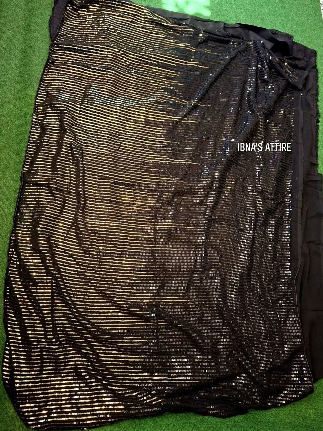 Bollywood Blockbuster Dual-Tone Sequins Design Saree In Black With Blouse Piece