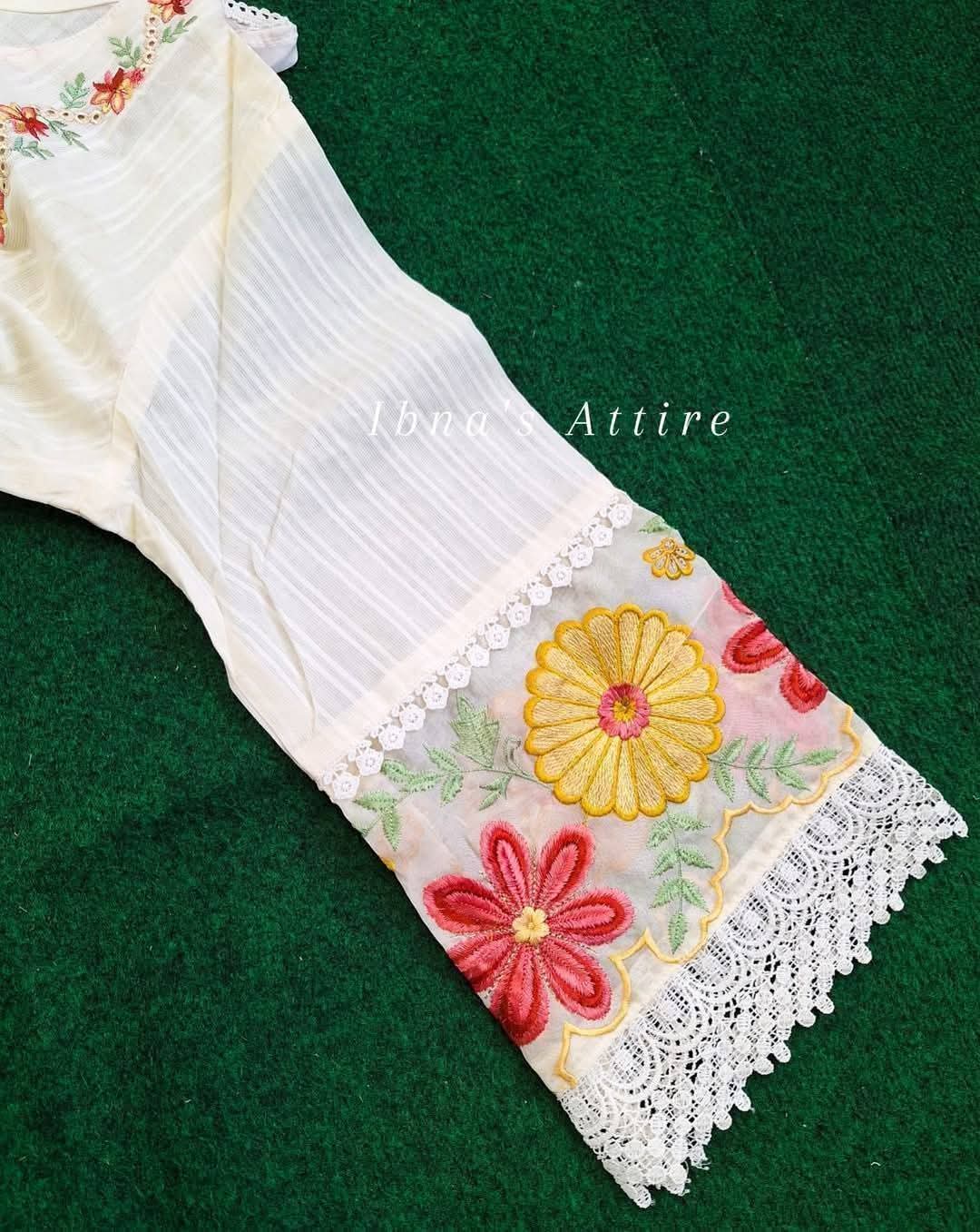 Pure Cotton Self Weaving Suit with Organza Dupatta