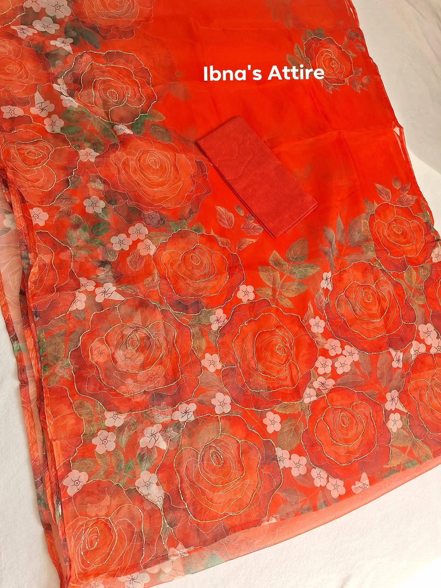 Organza Floral Saree