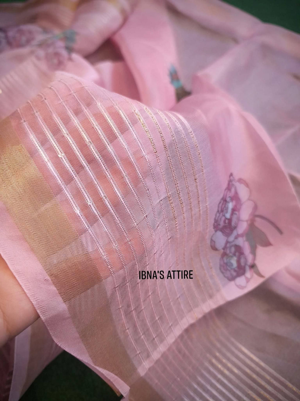Roman Silk Chikan Kari Sequence Work 3-Piece Suit | Elegant Pink Designer Ensemble (size-38)