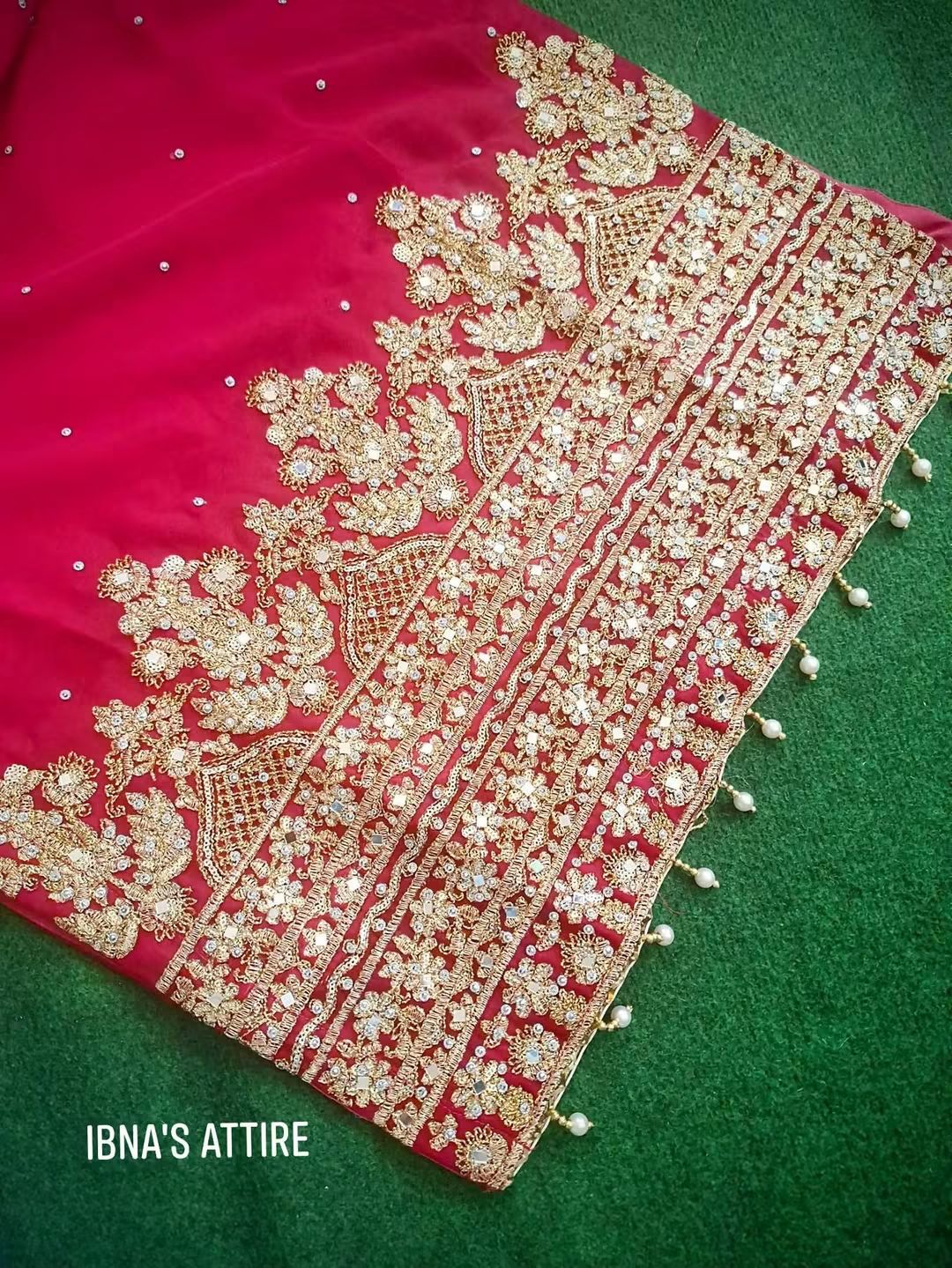 Pakistani Georgette 3-Piece Designer Suit in Magenda with Stone, Zari, Mirror Work, Embroidered Trouser, and Matching Dupatta (Size-44)
